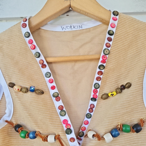 Vintage 70's Kids Handmade Beaded Hippie Vest S - Picture 2 of 6
